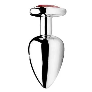 Crimson Tied Scarlet Heart Shaped Jewel Anal Plug