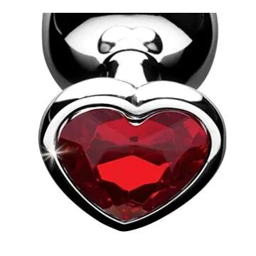 Crimson Tied Scarlet Heart Shaped Jewel Anal Plug