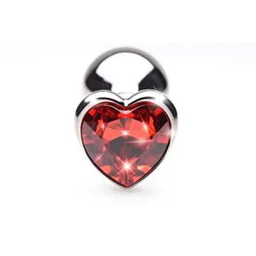 Crimson Tied Scarlet Heart Shaped Jewel Anal Plug