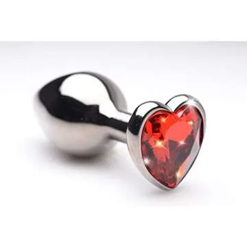 Crimson Tied Scarlet Heart Shaped Jewel Anal Plug