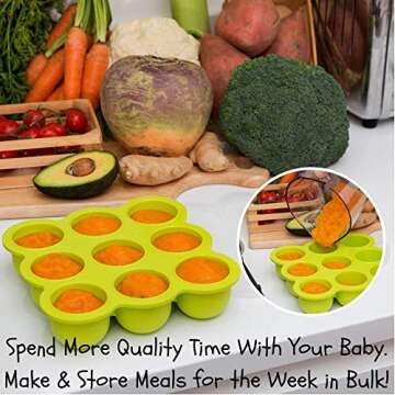 EVLA'S Baby Food Freezer Trays & Reusable Food Pouches Meal Prep Combo for Babies and Toddlers, Baby Food Containers & Meal Storage Perfect for Serving Homemade Healthy Smoothies & Purees
