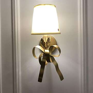 SHAOYH American Wall Lamp Bedside Wall Light Vintage Light Luxury Wall Lamp Living Room Wall Princess Bedroom Lamp Nordic Ins Little Girl Creative Bow Children's Room Lamp Reading Light