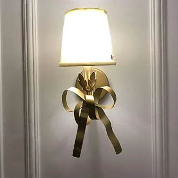 SHAOYH American Wall Lamp Bedside Wall Light Vintage Light Luxury Wall Lamp Living Room Wall Princess Bedroom Lamp Nordic Ins Little Girl Creative Bow Children's Room Lamp Reading Light