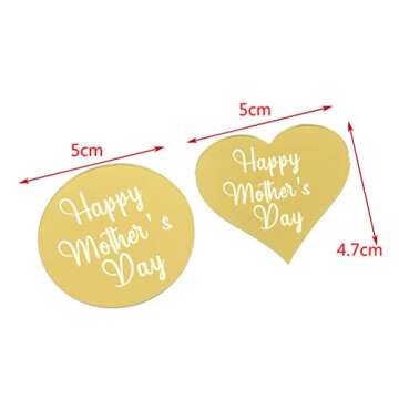 CYISONAL 10 Pcs Acrylic Cupcake Toppers Happy Mother's Day Cake Toppers Hearts Engraved Disc Mirror ...