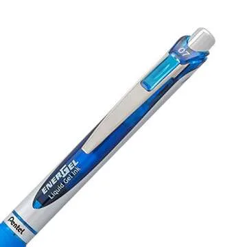Pentel Energel 0.7 mm Rtx Retractable Liquid Gel Pen - Pack of 6 Black Ink & 6 Blue Ink Metal (Total Of 12 Energel Liquid Gel Ink Pens 0.7) Medium Point - Metal Tip