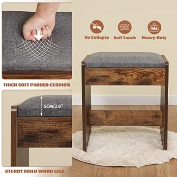 usikey 43.5in Large Vanity Desk with Mirror and 10 LED Lights, Makeup Vanity Table with Lights and 5 Drawers, Vanity Table Vanity Set with Storage Shelves and Stool for Women Girls, Rustic Brown