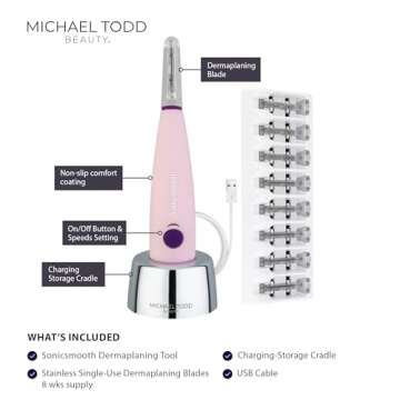 MICHAEL TODD Beauty - Sonicsmooth – SONIC Technology Dermaplaning Tool - 2 in 1 Women’s Facial E...