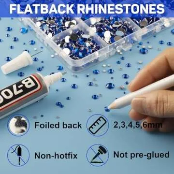 b-7000 Glue with 20100Pcs Blue Rhinestones for Crafts