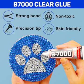 b-7000 Glue with 20100Pcs Blue Rhinestones for Crafts