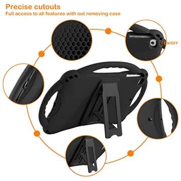 TopEsct Kids Case for iPad Mini 5 4 3 2 1,Silicone Childproof for iPad Mini 5 4 3 2 1, Built-in Handle Stand, Comes with a 2-4 Feet Adjustable Strap (Black)