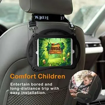 TopEsct Kids Case for iPad Mini 5 4 3 2 1,Silicone Childproof for iPad Mini 5 4 3 2 1, Built-in Handle Stand, Comes with a 2-4 Feet Adjustable Strap (Black)