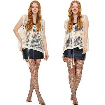 WEANMIX Fishnet Stockings Lace Patterned Tights High Waist Pantyhose Fishnets for Women, One Size