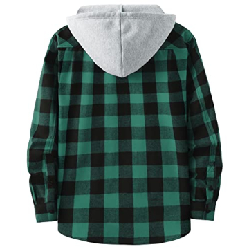 ZITY Men’s Plaid Flannel Hoodie Casual Shirt Jacket