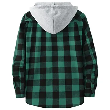 ZITY Men’s Plaid Flannel Hoodie Casual Shirt Jacket