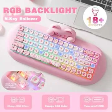 YUNZII C68 Wireless Mechanical Keyboard - Cute Cat Design