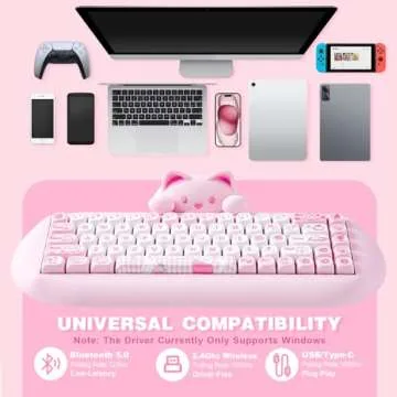YUNZII C68 Wireless Mechanical Keyboard - Cute Cat Design