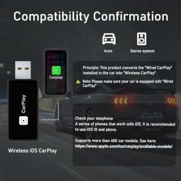 Wireless CarPlay Adapter, Converts Wired to Carplay Wireless Adapter for iPhone, Plug and Play-Seaml...