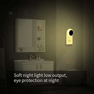 KINUR 6 Pack Night Light, LED Night Lights Plug into Wall with Dusk to Dawn sensors, Plug in Night Lights for Kids Room, Bedroom, Bathroom, Baby Nursery,Stair Lights, Hallway Light, Warm White