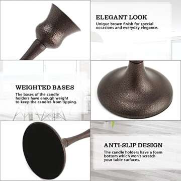 Candle Stick Candle Holder Set of 3 Metal Candlestick Holders Candle Stand Taper Candle Holders for ...