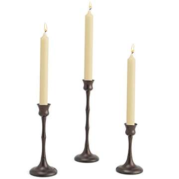 Candle Stick Candle Holder Set of 3 Metal Candlestick Holders Candle Stand Taper Candle Holders for Table Centerpiece Fireplace Mantle Decor, Ideal Gift for Wedding Thanksgiving Christmas Housewarming