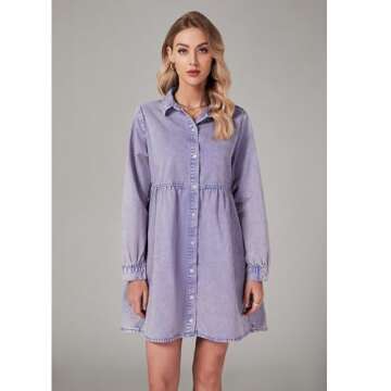LookbookStore Denim Shirt Dress - Chic Casual Wear for Women