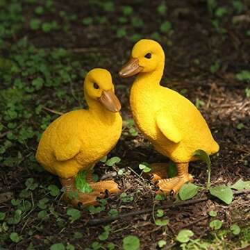 IFUNEYS Duck Figurine Garden Statue Outdoor Lawn Yard Decor, Fairy Garden Accessories (a Pair)