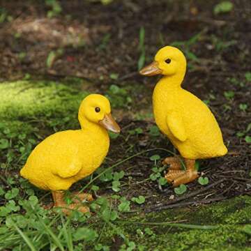 IFUNEYS Duck Figurine Garden Statue Outdoor Lawn Yard Decor, Fairy Garden Accessories (a Pair)