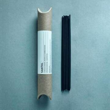 sesneslabs Santal Coreless Pure Incense Sticks, Artisan-Crafted Niche Scent, Exclusive Low-Smoke Bamboo Charcoal Formula, Clean-Burning, 1-Hour Burn Time, 20 Sticks