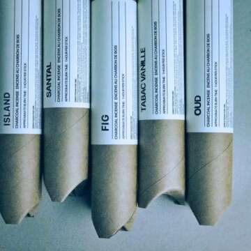 sesneslabs Santal Coreless Pure Incense Sticks, Artisan-Crafted Niche Scent, Exclusive Low-Smoke Bamboo Charcoal Formula, Clean-Burning, 1-Hour Burn Time, 20 Sticks