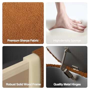 Sherpa Storage Bench, 52 Inch Bedroom Bench with Metal Stand and Hinges, Oval Storage Ottoman Bench, Bed Bench with Storage, Upholstered Storage Bench for Entryway, Living Room, End of Bed, Brown