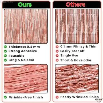 KatchOn Rose Gold Fringe Curtain Backdrop, 3.2x8 Feet Pack
