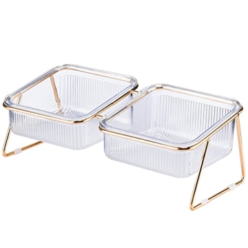 Elevated Cat Bowls with Iron Stand – Comfortable 15° Tilted Feeding Dishes