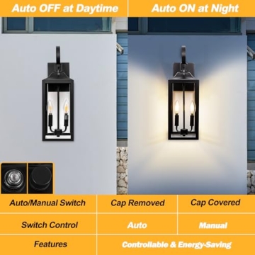 Yolsunes Black Dusk to Dawn Outdoor Wall Lantern