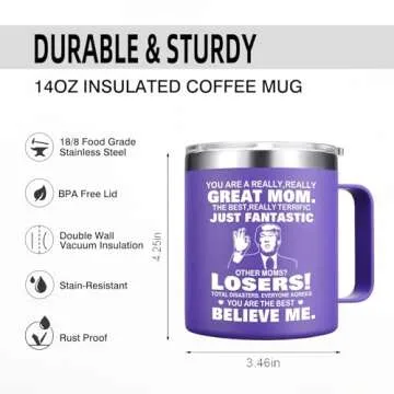 Abledn Funny Mom Coffee Mug - 14oz Insulated Gift for Mom