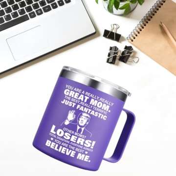 Abledn Funny Mom Coffee Mug - 14oz Insulated Gift for Mom