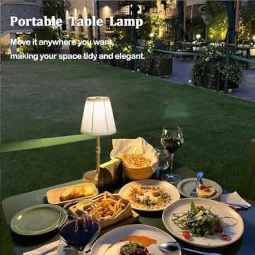 maglaw Cordless Rechargeable Table Lamp,3000mAh Battery Table Lamp,5w Led Cordless Table Lamps,Dimmable Chargable Lamp,Ambient Small Touch Lamp for Restaurant,Besides,Table,Nightstand(Gold)