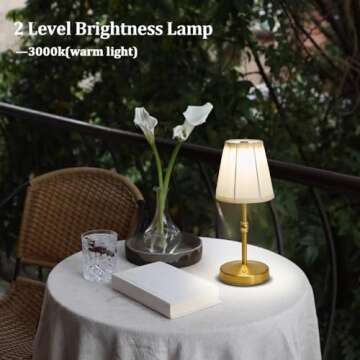 maglaw Cordless Rechargeable Table Lamp,3000mAh Battery Table Lamp,5w Led Cordless Table Lamps,Dimmable Chargable Lamp,Ambient Small Touch Lamp for Restaurant,Besides,Table,Nightstand(Gold)