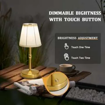 maglaw Cordless Rechargeable Table Lamp,3000mAh Battery Table Lamp,5w Led Cordless Table Lamps,Dimmable Chargable Lamp,Ambient Small Touch Lamp for Restaurant,Besides,Table,Nightstand(Gold)