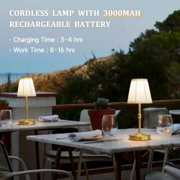 maglaw Cordless Rechargeable Table Lamp,3000mAh Battery Table Lamp,5w Led Cordless Table Lamps,Dimmable Chargable Lamp,Ambient Small Touch Lamp for Restaurant,Besides,Table,Nightstand(Gold)