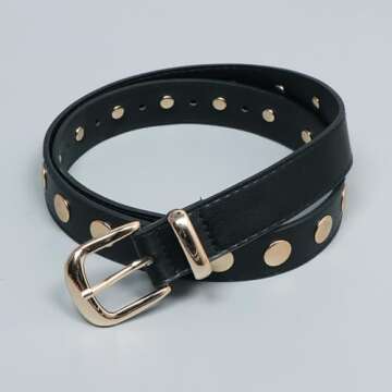 Y2K Studded PU Leather Belt for Women - Trendy and Versatile
