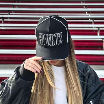 Vintage Trucker Hat | Country Cowboy Cute Preppy Retro Western Trucker Hats | Men Women Trendy Snapback | Tan Red Green Black (Sports | Black)