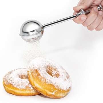 Flour Sifter, Stainless Steel Flour Sifter for Baking, One Handed Operation Baking Sifters, Great Flour Sieve Bakers Dusting Wand for Quick Sifting Cakes and Spices XVBITOR