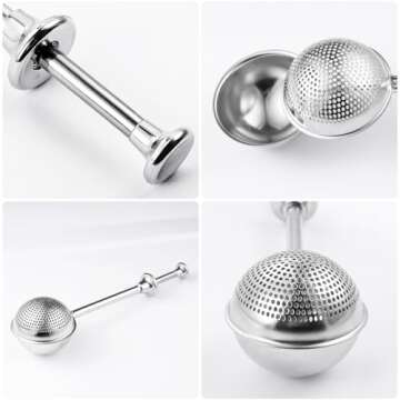 Flour Sifter, Stainless Steel Flour Sifter for Baking, One Handed Operation Baking Sifters, Great Flour Sieve Bakers Dusting Wand for Quick Sifting Cakes and Spices XVBITOR