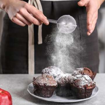 Flour Sifter, Stainless Steel Flour Sifter for Baking, One Handed Operation Baking Sifters, Great Flour Sieve Bakers Dusting Wand for Quick Sifting Cakes and Spices XVBITOR