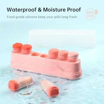 Weekly Pill Organizer 1 Time a Day, KOVIUU Removable Pill Box 7 Day, Portable Travel Pill Case, Once Daily Medication Container Holder, Week Pillbox Dispenser for Vitamin Medicine Supplement, Pink