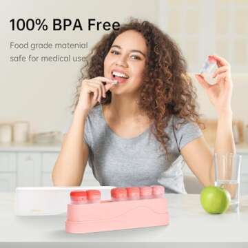 Weekly Pill Organizer 1 Time a Day, KOVIUU Removable Pill Box 7 Day, Portable Travel Pill Case, Once Daily Medication Container Holder, Week Pillbox Dispenser for Vitamin Medicine Supplement, Pink