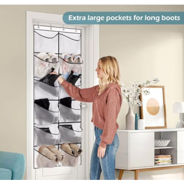 KIMBORA Over The Door Shoe Organizer with 12 Mesh Pockets