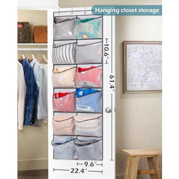 KIMBORA Over The Door Shoe Organizer with 12 Mesh Pockets