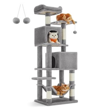 Feandrea Cat Tree, 61-Inch Cat Tower for Indoor Cats, Plush Multi-Level Cat Condo with 5 Scratching ...