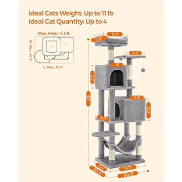 Feandrea Cat Tree 61 Inch Multi-Level Cat Condo
